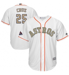 Youth Majestic Houston Astros #25 Jose Cruz Jr. Authentic White 2018 Gold Program Cool Base MLB Jersey