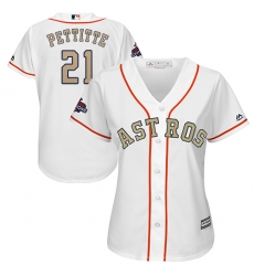 Women's Majestic Houston Astros #21 Andy Pettitte Authentic White 2018 Gold Program Cool Base MLB Jersey