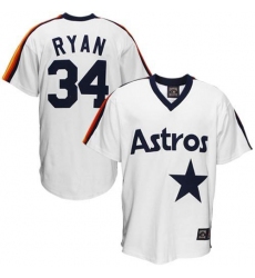Men's Mitchell and Ness Houston Astros #34 Nolan Ryan Replica White Throwback MLB Jersey