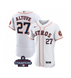 Men's Houston Astros #27 Jose Altuve White 2022 World Series Champions Flex Base Stitched Baseball Jersey