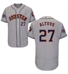 Men's Majestic Houston Astros #27 Jose Altuve Authentic Grey Road 2017 World Series Champions Flex Base MLB Jersey