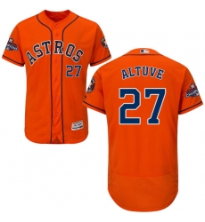 Men's Majestic Houston Astros #27 Jose Altuve Authentic Orange Alternate 2017 World Series Champions Flex Base MLB Jersey