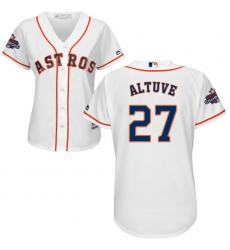 Women's Majestic Houston Astros #27 Jose Altuve Authentic White Home 2017 World Series Champions Cool Base MLB Jersey