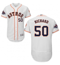 Men's Majestic Houston Astros #50 J.R. Richard Authentic White Home 2017 World Series Champions Flex Base MLB Jersey