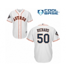 Youth Houston Astros #50 J.R. Richard Authentic White Home Cool Base 2019 World Series Bound Baseball Jersey