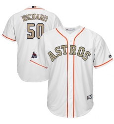 Youth Majestic Houston Astros #50 J.R. Richard Authentic White 2018 Gold Program Cool Base MLB Jersey