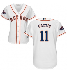 Women's Majestic Houston Astros #11 Evan Gattis Replica White Home 2017 World Series Champions Cool Base MLB Jersey