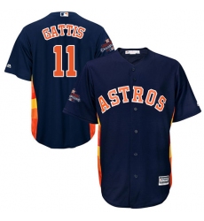 Youth Majestic Houston Astros #11 Evan Gattis Authentic Navy Blue Alternate 2017 World Series Champions Cool Base MLB Jersey