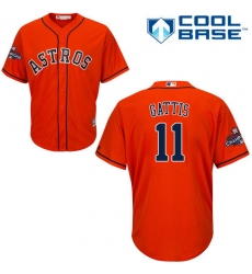 Youth Majestic Houston Astros #11 Evan Gattis Authentic Orange Alternate 2017 World Series Champions Cool Base MLB Jersey