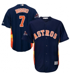 Men's Majestic Houston Astros #7 Craig Biggio Replica Navy Blue Alternate 2017 World Series Champions Cool Base MLB Jersey