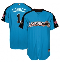 Men's Majestic Houston Astros #1 Carlos Correa Authentic Blue American League 2017 MLB All-Star MLB Jersey