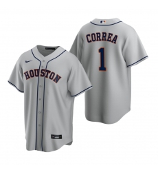 Men's Nike Houston Astros #1 Carlos Correa Gray Road Stitched Baseball Jersey
