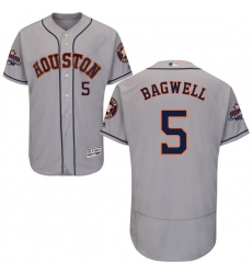 Men's Majestic Houston Astros #5 Jeff Bagwell Authentic Grey Road 2017 World Series Champions Flex Base MLB Jersey