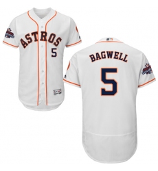 Men's Majestic Houston Astros #5 Jeff Bagwell Authentic White Home 2017 World Series Champions Flex Base MLB Jersey