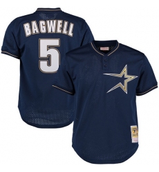 Men's Mitchell and Ness 1997 Houston Astros #5 Jeff Bagwell Authentic Navy Blue Throwback MLB Jersey