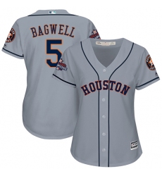 Women's Majestic Houston Astros #5 Jeff Bagwell Replica Grey Road 2017 World Series Champions Cool Base MLB Jersey