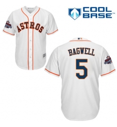 Youth Majestic Houston Astros #5 Jeff Bagwell Authentic White Home 2017 World Series Champions Cool Base MLB Jersey