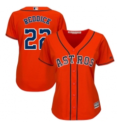 Women's Majestic Houston Astros #22 Josh Reddick Authentic Orange Alternate Cool Base MLB Jersey