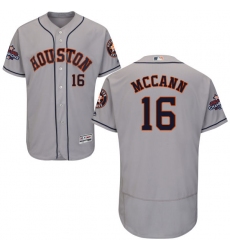 Men's Majestic Houston Astros #16 Brian McCann Authentic Grey Road 2017 World Series Champions Flex Base MLB Jersey