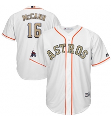Men's Majestic Houston Astros #16 Brian McCann Replica White 2018 Gold Program Cool Base MLB Jersey