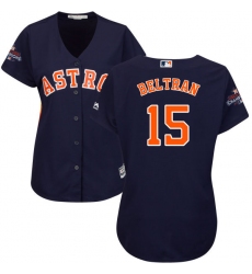 Women's Majestic Houston Astros #15 Carlos Beltran Authentic Navy Blue Alternate 2017 World Series Champions Cool Base MLB Jersey