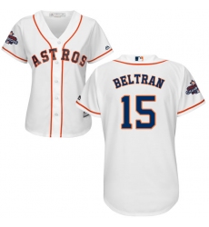 Women's Majestic Houston Astros #15 Carlos Beltran Authentic White Home 2017 World Series Champions Cool Base MLB Jersey