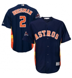 Men's Majestic Houston Astros #2 Alex Bregman Replica Navy Blue Alternate 2017 World Series Champions Cool Base MLB Jersey