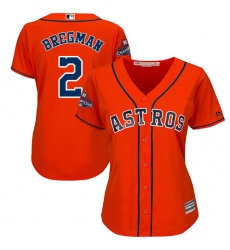 Women's Majestic Houston Astros #2 Alex Bregman Replica Orange Alternate 2017 World Series Champions Cool Base MLB Jersey