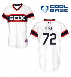 Men's Majestic Chicago White Sox #72 Carlton Fisk White Alternate Flex Base Authentic Collection MLB Jersey