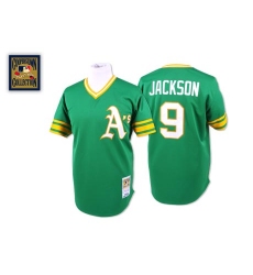 Men's Mitchell and Ness Oakland Athletics #9 Reggie Jackson Authentic Green Throwback MLB Jersey