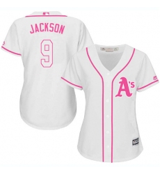 Women's Majestic Oakland Athletics #9 Reggie Jackson Replica White Fashion Cool Base MLB Jersey
