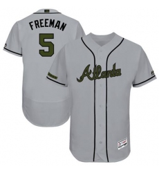 Men's Majestic Atlanta Braves #5 Freddie Freeman Grey Flexbase Authentic Collection Memorial Day MLB Jersey