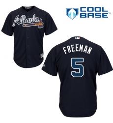 Youth Majestic Atlanta Braves #5 Freddie Freeman Replica Blue Alternate Road Cool Base MLB Jersey