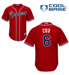 Youth Majestic Atlanta Braves #6 Bobby Cox Authentic Red Alternate Cool Base MLB Jersey