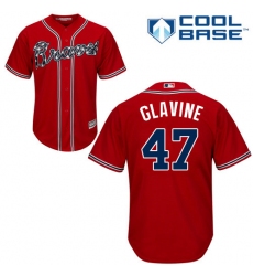 Youth Majestic Atlanta Braves #47 Tom Glavine Authentic Red Alternate Cool Base MLB Jersey