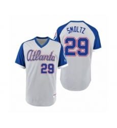 Men's Braves #29 John Smoltz Gray Royal 1979 Turn Back the Clock Authentic Jersey