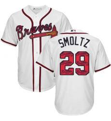 Men's Majestic Atlanta Braves #29 John Smoltz Authentic White Team Logo Fashion Cool Base MLB Jersey