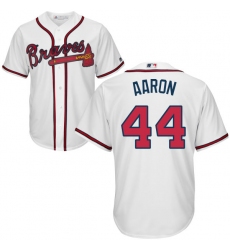 Youth Majestic Atlanta Braves #44 Hank Aaron Authentic White Home Cool Base MLB Jersey