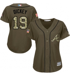 Women's Majestic Atlanta Braves #19 R.A. Dickey Authentic Green Salute to Service MLB Jersey
