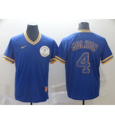 Men's Brewers #4 Paul Molitor Royal Cooperstown Collection Stitched Baseball Jersey