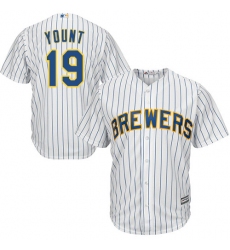 Men's Majestic Milwaukee Brewers #19 Robin Yount Replica White Alternate Cool Base MLB Jersey