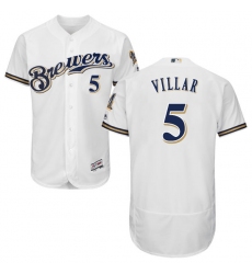 Men's Majestic Milwaukee Brewers #5 Jonathan Villar White Flexbase Authentic Collection MLB Jersey