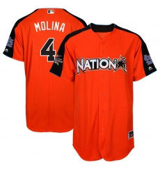 Men's Majestic St. Louis Cardinals #4 Yadier Molina Authentic Orange National League 2017 MLB All-Star MLB Jersey