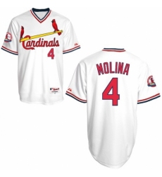 Men's Majestic St. Louis Cardinals #4 Yadier Molina Replica White 1982 Turn Back The Clock MLB Jersey