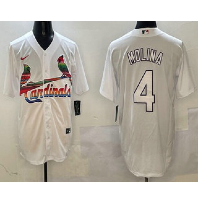 Men's St Louis Cardinals #4 Yadier Molina White Mexico Cool Base Stitched Jersey
