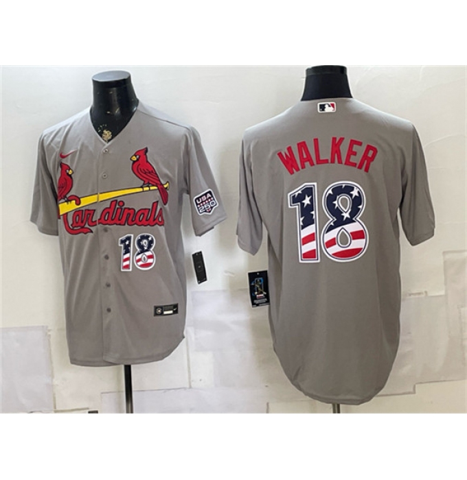Men's St. Louis Cardinals #18 Jordan Walker Gray USA 250 Fourth of July Stitched Baseball Jersey