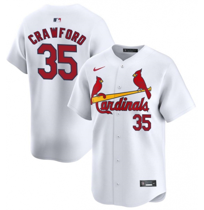 Men's St. Louis Cardinals #35 Brandon Crawford White Home Limited Stitched Baseball Jersey