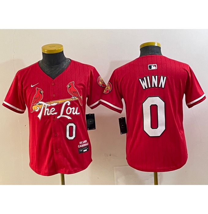 Youth St Louis Cardinals #0 Masyn Winn Red 2024 City Connect Limited Stitched Baseball Jersey