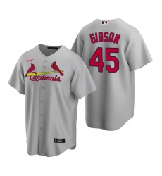 Men's Nike St. Louis Cardinals #45 Bob Gibson Gray Road Stitched Baseball Jersey