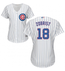 Women's Majestic Chicago Cubs #18 Ben Zobrist Authentic White Home Cool Base MLB Jersey